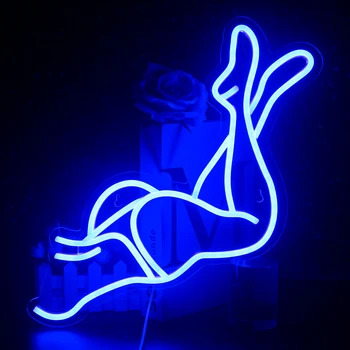 Neoon Märk Seksikas Naiste Jalad Led Light Blue USB-Öö Tuli Kodu Pool, Sport Baar Room Club Seina Riputamise Decor Akrüül Neoon Valgus