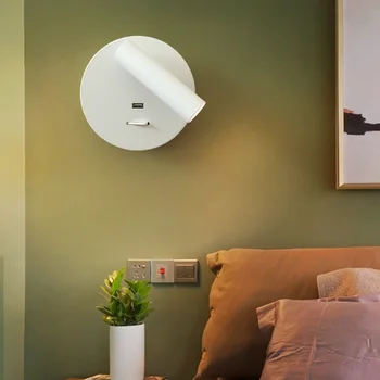 Hotell magamistuba öö-LED-lugemislamp väike seina lamp toetab mobiiltelefoni laadimine USB pordi spotlight spotlight soe valgus