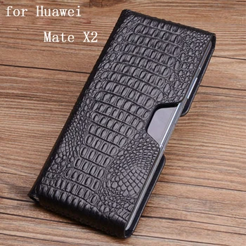 Käsitsi valmistatud Ehtne Nahk puhul Huawei Mate X2 Ülemine Kiht Lehm Telefon Kata Kott Kott Huawei MATE X2 Fundas naha coque capa