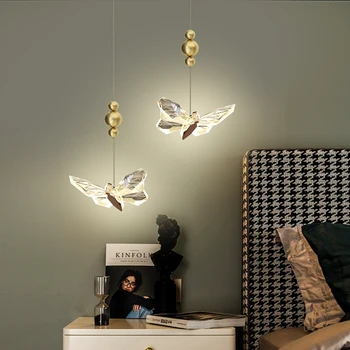 Liblikas lühter Põhjamaade magamistuba öö lambi valguse luksus taust seina ühe pea lühter loominguline lamp