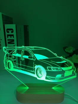 Sportauto 3D Illusioon Lamp Lapse Magamistuba Decor Nightlight Puidust Värvid Muutuv Atmosfääri Ürituse Auhinna Led Night Light
