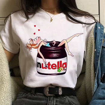 Naiste 90s Ullzang Fashion T-särk Harajuku Nutella Kawaii Print T-Särk Graafiline Cute Cartoon Tshirt korea Stiilis Top, Tees Naine
