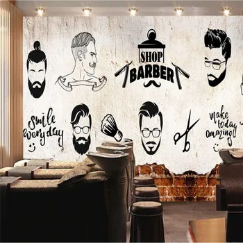 Retro Trend Mees Salong Seinamaaling Tapeet 3D Barber Shop juuksur Tööstus-Decor Tsement Taust Seina Paber De Papel Parede 3d