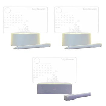 Akrüülist Laua Kalender LED Night Light with Stand Kustutatavad Sm Office Desk Memo Juhatuse To-do-list Juhatus