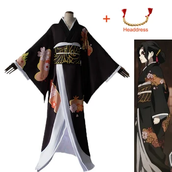 Jaapani kimono Demon Slayer Kimetsu no Yaiba Kibutsuji Muzan Cosplay kostüüm täielik komplekt sobiks Cosplay naistele