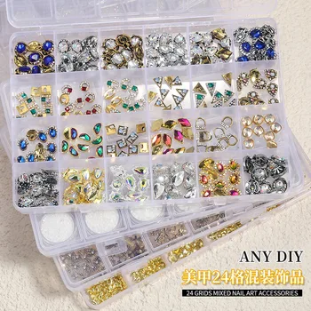 24 Võrgud Luksus Sulamist Küünte Võlusid Kit Rhinestone Diamond 3D Võlusid Bundle Freestyle DIY Kalliskivid, Ehted, Käsitöö, Küünte Tarvikud