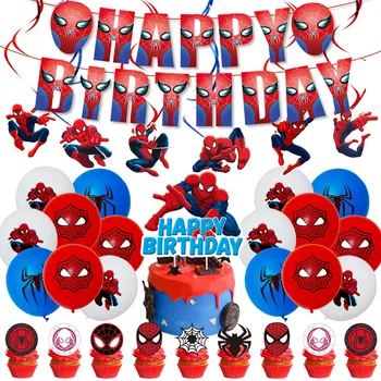Spiderman Teema Poole Teenetemärgi Marvel Superhero Lipu Rippuvad Spiraal Decor Õhupalli Koogikarpides Torukübar Lapsed Poisid Sünnipäeva Tarvikud