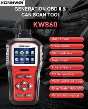 KONNWEI KW860 Auto Skanner Auto Diagnostika Tööriista Täielik OBD2 Ametikoht Loe/Kustuta Mootori veakoodi Live Data Streami Remondi Süsteem