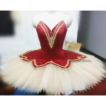 Täiskasvanute Ballett Kleit Custom-tehtud Tutu Sügis Fairy Flower Sisuliselt Tulemuslikkuse Ballett Kleit Vein Punane Raske Lõng