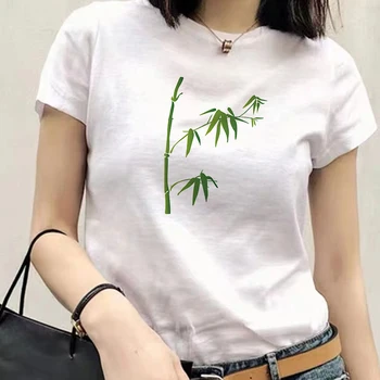 Naiste T-särk Graafiline Cartoon Bambusest Lühikesed Varrukad Armas Daamid Harajuku Müüa Graafiline Tee Top Naiste O-Kaelus T-Särk