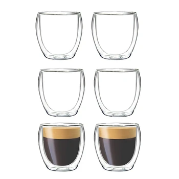 6-Osaline Espresso Tassi Double-Layer Isoleeritud Espresso Tass, Klaas, Tass Kohvi