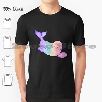 T-Särk 100% Puuvill Mehed Naised Isikupärastatud Muster Beluga Vaala Looma Olemus Akvarell Akvarell Tint Mere Loomade Kunst