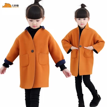 Laste Outwear tüdrukute 3 4 6 8 10 14 Aastat Villane Overcoat Kõrge kvaliteedi Sügisel korea Stiilis Mantel