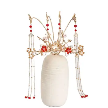 Klassikalise Hanfu Tutt Juukseid Crown Headdress Elegantne Vana Hani Elemendid Pearl Hairwear Naiste Pulm Pruut Juuksed Ehted
