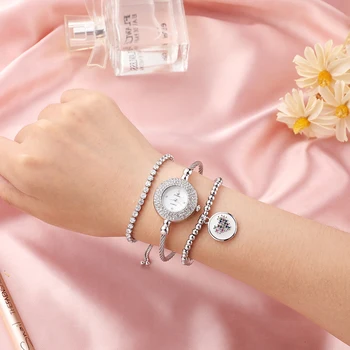 Üks uus zunmfei 3-osaline Vaadata Gift Box Set titanium terasest käevõru quartz watch