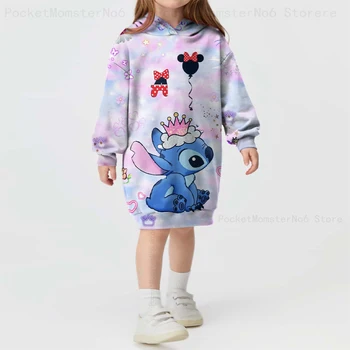 2023 Uus Kevad-Sügis Disney Stitch Cartoon Armas Sport Prindi Topp Mood Kleit Tüdrukud Teenetemärgi Pullover Tops
