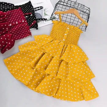 Elegantne Tüdrukute Kleidid 2021 Suvel Teismelised Dot Pilduma Kleit Printsess Tüdrukud Nuppu Kook Kleit Ruffles Lapsed, Lapsed, Riided 3-12Y