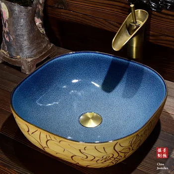 Hiina Kunsti-Käsitöö portselan, kunst Lavobo Ring Countertop sinine kraanikauss