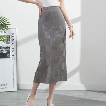 Miyake plisseeritud naiste 2022 kevadel uus drapey temperament kõrge vöökoht tagasi pilu, slim-line seelik