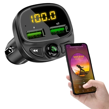 Auto Käed-vabad Bluetoothes 5.0 FM Saatja Dual-USB-kiirlaadija MP3-Modulaator Mängija, Traadita Käed-vaba Audio Vastuvõtja