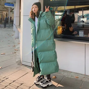 Talve Jope Parka Naistele, 2022 Uus-Korea Paks Soe Pikk Mantel Kapuutsiga Lumi Outwear Leib Mantli Alla Puuvillased Jakid