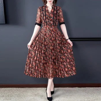2021 Uus Suvi Temperament Prantsuse Vintage Sifonki Pikad Kleidid Õie Naiste Kleidid, Talje Õhuke Naiste Kleit