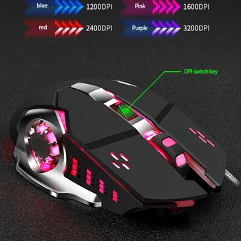 2022 Trend Wired Gaming Mouse 3200DPI Reguleeritav 6 Nupud LED Taustavalgustusega Gamer Hiirte jaoks Lauaarvuti, Arvuti Sülearvuti Tarvikud Mau