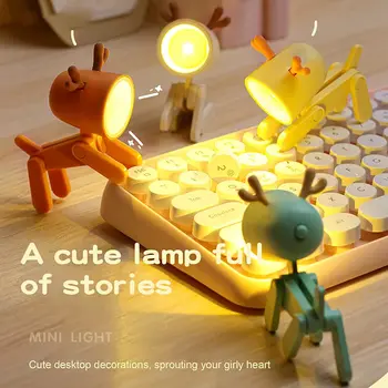 6TK Mini LED laualamp Armas Väike Telefoni Omanik Hirve Kuju Öö Valguses Reguleeritav Stand Kaasaskantav Lugemise Tabel Lastele Õpilased
