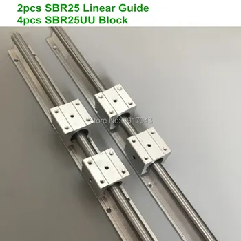 SBR25 lineaarne juhend raudtee: 2tk SBR25 1000 mm lineaarne juhend + 4tk SBR25UU block cnc osad