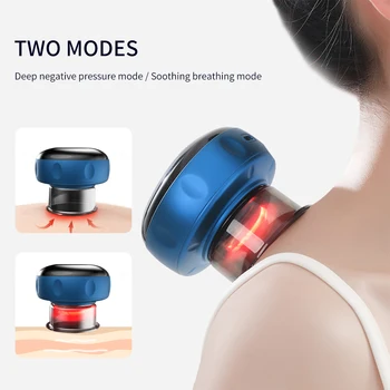 Intelligentne Hingamine kupumassaaž Seade, Elektrilised Cupping Massager LED-Ekraan, 6-käiguline Punane Tuli Kütte-USB-Laadimine
