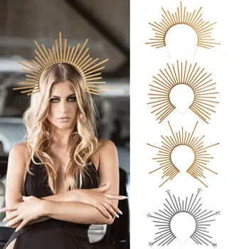 Halloween Peapaela Zivyes Jumalanna Headdress Halo Crown Gold Crown Lill Kroonid Peapael