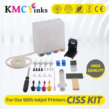 KMCYinks Universal 4 värvi DIY CISS komplekt koos lisavarustus ühilduv HP 123XL DeskJet 1110 1111 1112 2130 2132 2134 Printer